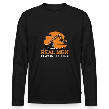 Lustiger Bagger Spruch für Baggerfahrer - Männer Premium Bio Langarmshirt - Schwarz - Vorne - Nico (187cm)