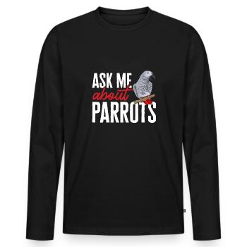 Graupapagei African Grey Parrot Papagei - Men's Premium Organic Long Sleeve Shirt - black - Front - Nico (187cm)