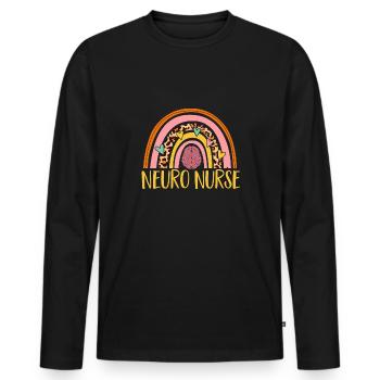 Neurologie, Infirmière, Cerveau, Neurologue - T-shirt manches longues Premium bio Homme - noir - Devant - Nico (187cm)