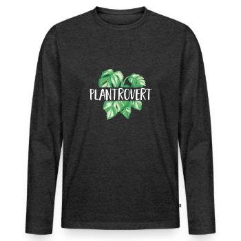 Monstera Deliciosa Albo Plante d’intérieur botanique - T-shirt manches longues Premium bio Homme - anthracite chiné - Devant - Nico (187cm)