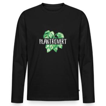 Monstera Deliciosa Albo Botanical Houseplant - Men's Premium Organic Long Sleeve Shirt - black - Front - Nico (187cm)