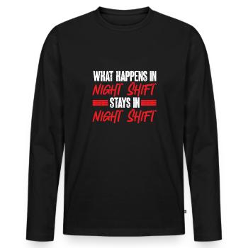 Night Shift Nurse - Men's Premium Organic Long Sleeve Shirt - black - Front - Nico (187cm)