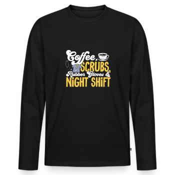Night Shift Nurse - Men's Premium Organic Long Sleeve Shirt - black - Front - Nico (187cm)