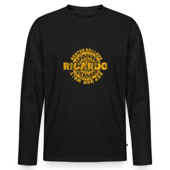 Ricardo - T-shirt manches longues Premium bio Homme - noir - Devant - Nico (187cm)