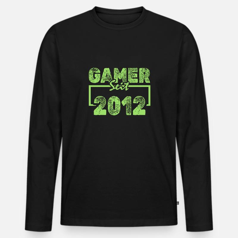2012 - Männer Premium Bio Langarmshirt - Schwarz