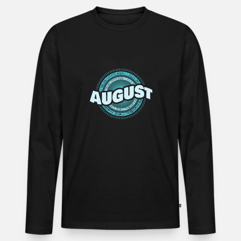 August - Männer Premium Bio Langarmshirt - Schwarz