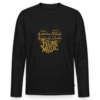 Les chats et la musique, j’adore mon chat et la musique. - T-shirt manches longues Premium bio Homme - noir - Devant - Nico (187cm)