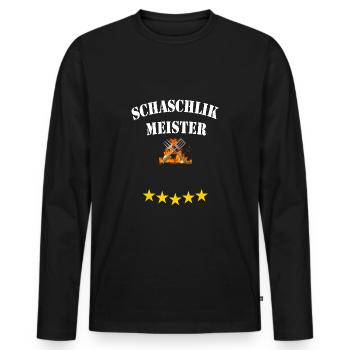 Schaschlikmeister - Name Personalisierung möglich - Männer Premium Bio Langarmshirt - Schwarz - Vorne - Nico (187cm)