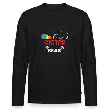 LBGT Flag Gay Pride Human Sister Bear - Men's Premium Organic Long Sleeve Shirt - black - Front - Nico (187cm)
