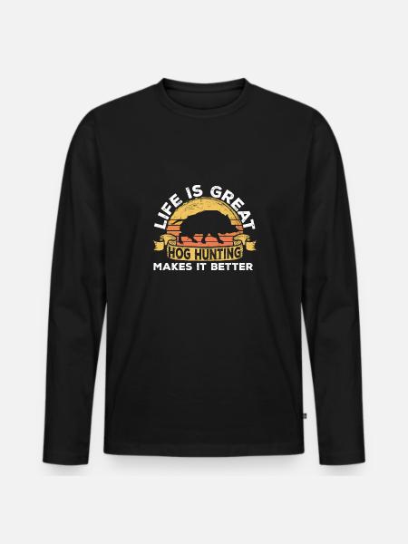 Wildschweinjagd Jäger Wildschwein - Männer Premium Bio Langarmshirt - Schwarz