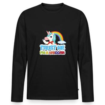 Lustiger Einhorn Spruch I Einhörner - Männer Premium Bio Langarmshirt - Schwarz - Vorne - Nico (187cm)