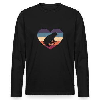 Retro Frog Hunter Vintage Heart Herpetologist Amph - Men's Premium Organic Long Sleeve Shirt - black - Front - Nico (187cm)