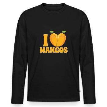 Mango Fruit Mango - Men's Premium Organic Long Sleeve Shirt - black - Front - Nico (187cm)