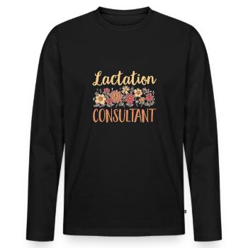 Lactation Consultant IBCLC - Men's Premium Organic Long Sleeve Shirt - black - Front - Nico (187cm)
