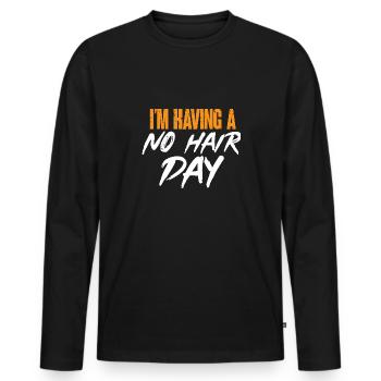 Bald Head Baldness Beard Bald Head - Men's Premium Organic Long Sleeve Shirt - black - Front - Nico (187cm)