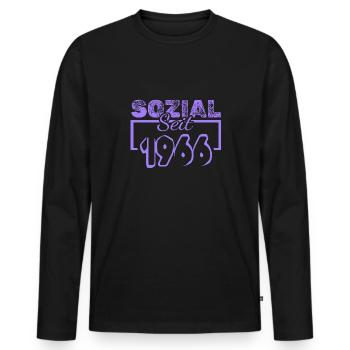 Sozial 1966 - Männer Premium Bio Langarmshirt - Schwarz - Vorne - Nico (187cm)
