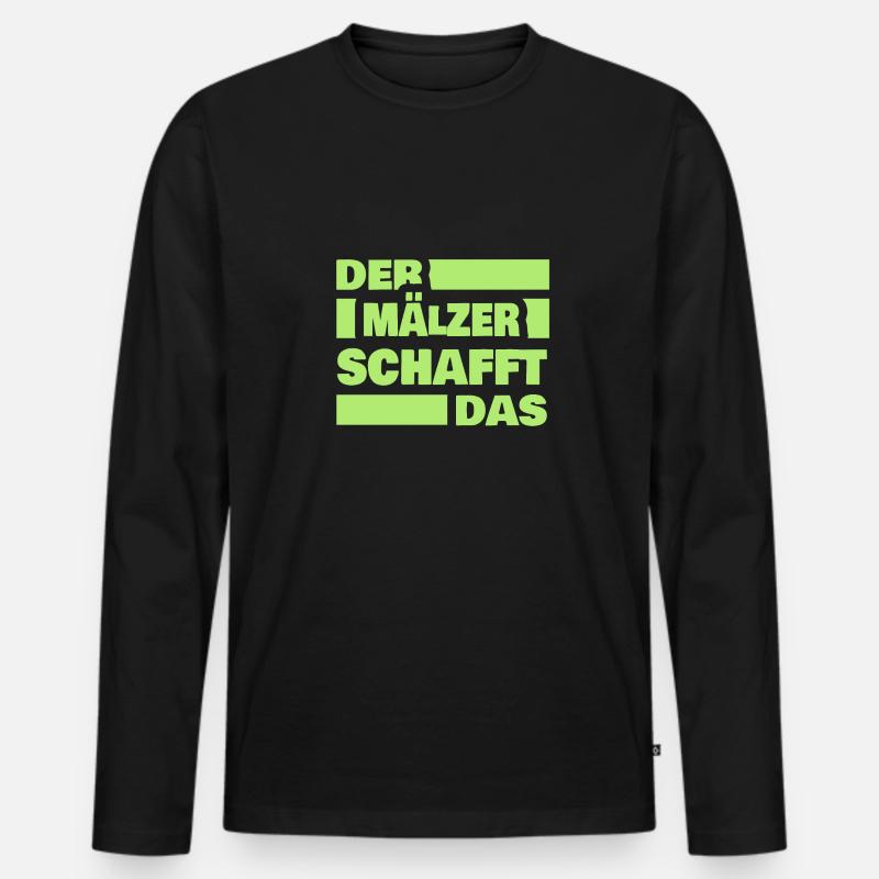 Arbeit Mälzer - Männer Premium Bio Langarmshirt - Schwarz