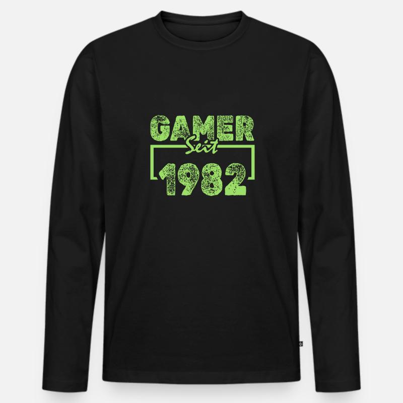 1982 - Männer Premium Bio Langarmshirt - Schwarz