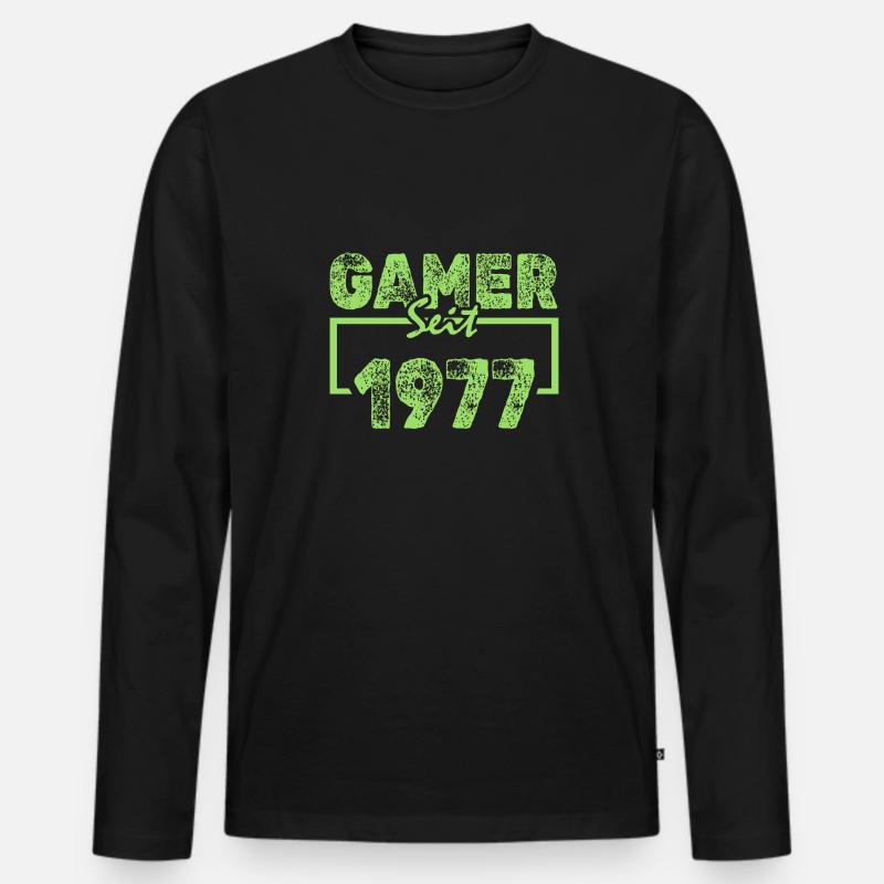 Nerd 1977 - Männer Premium Bio Langarmshirt - Schwarz