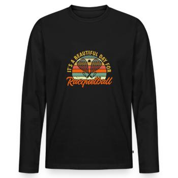 Joueur de racquetball Racquetball - T-shirt manches longues Premium bio Homme - noir - Devant - Nico (187cm)
