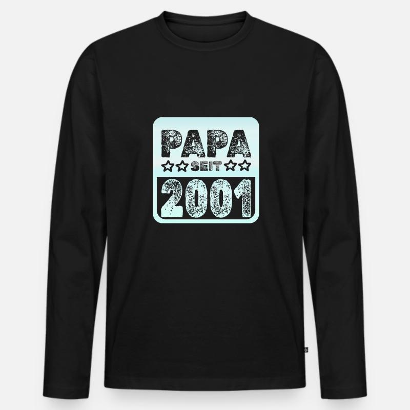 Papa seit 2001 - Männer Premium Bio Langarmshirt - Schwarz