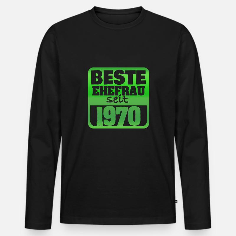 1970 - Männer Premium Bio Langarmshirt - Schwarz