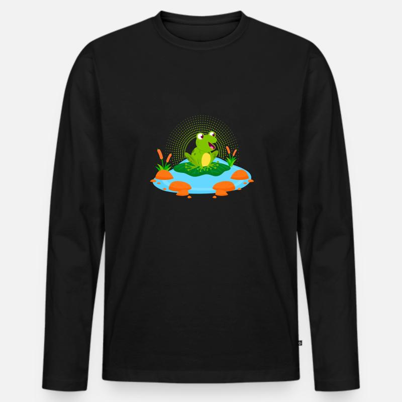 Frog Home - Männer Premium Bio Langarmshirt - Schwarz