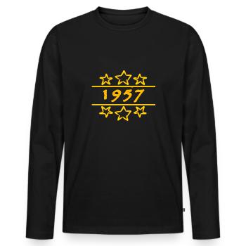1957 1957 - T-shirt manches longues Premium bio Homme - noir - Devant - Nico (187cm)