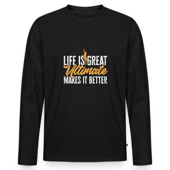 Disque de lancer de frisbee ultime - T-shirt manches longues Premium bio Homme - noir - Devant - Nico (187cm)