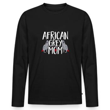 Graupapagei African Grey Parrot Papagei - Men's Premium Organic Long Sleeve Shirt - black - Front - Nico (187cm)