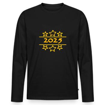 Witzig 2025 - Männer Premium Bio Langarmshirt - Schwarz - Vorne - Nico (187cm)