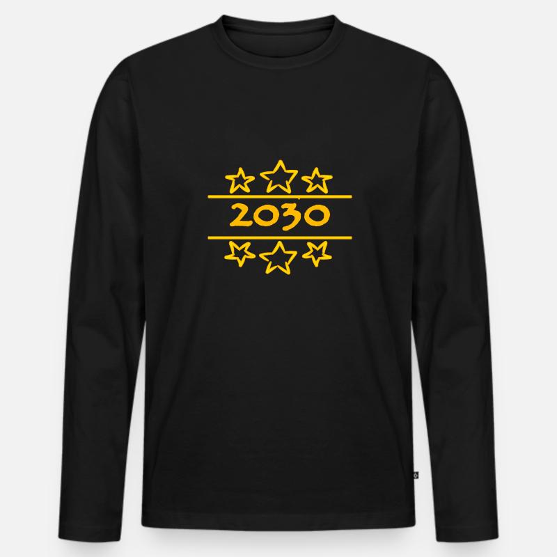 2030 - Männer Premium Bio Langarmshirt - Schwarz