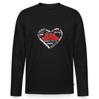 Professeur d’anglais langue seconde langue étrangère - T-shirt manches longues Premium bio Homme - noir - Devant - Nico (187cm)