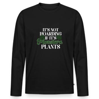 Monstera Deliciosa Albo Botanical Houseplant - Men's Premium Organic Long Sleeve Shirt - black - Front - Nico (187cm)