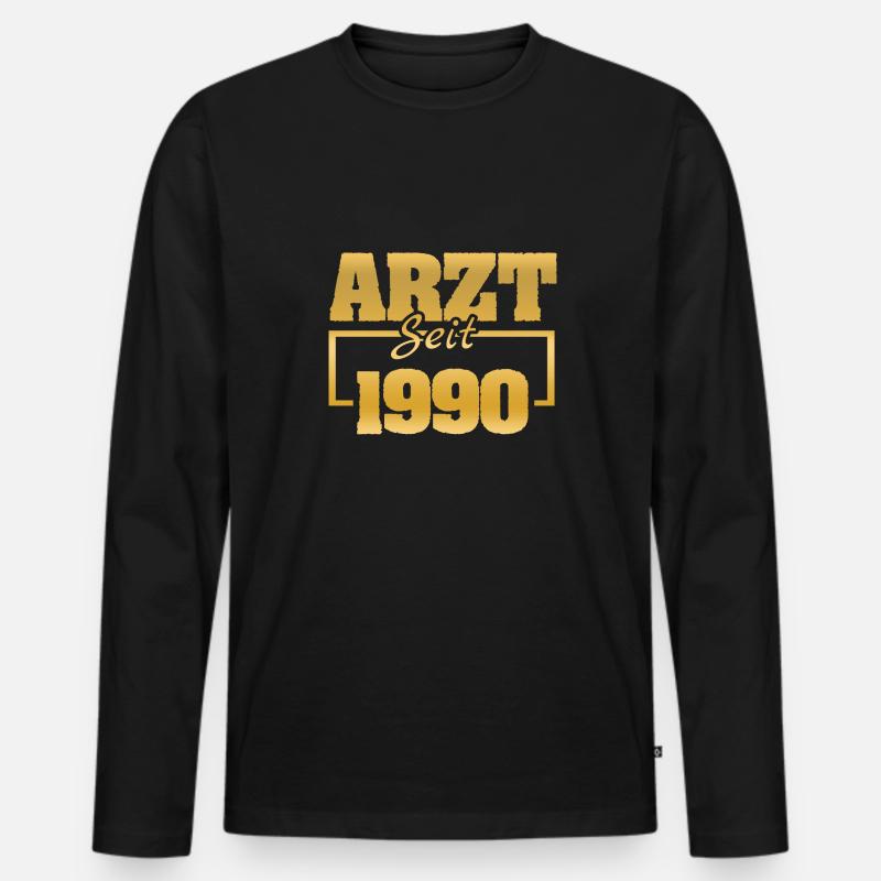 1990 - Männer Premium Bio Langarmshirt - Schwarz