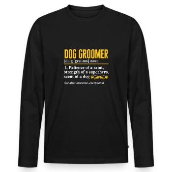 Salon de coiffure pour chiens - T-shirt manches longues Premium bio Homme - noir - Devant - Nico (187cm)
