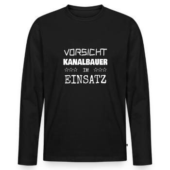 Kanalbauer als Berufung - Männer Premium Bio Langarmshirt - Schwarz - Vorne - Nico (187cm)