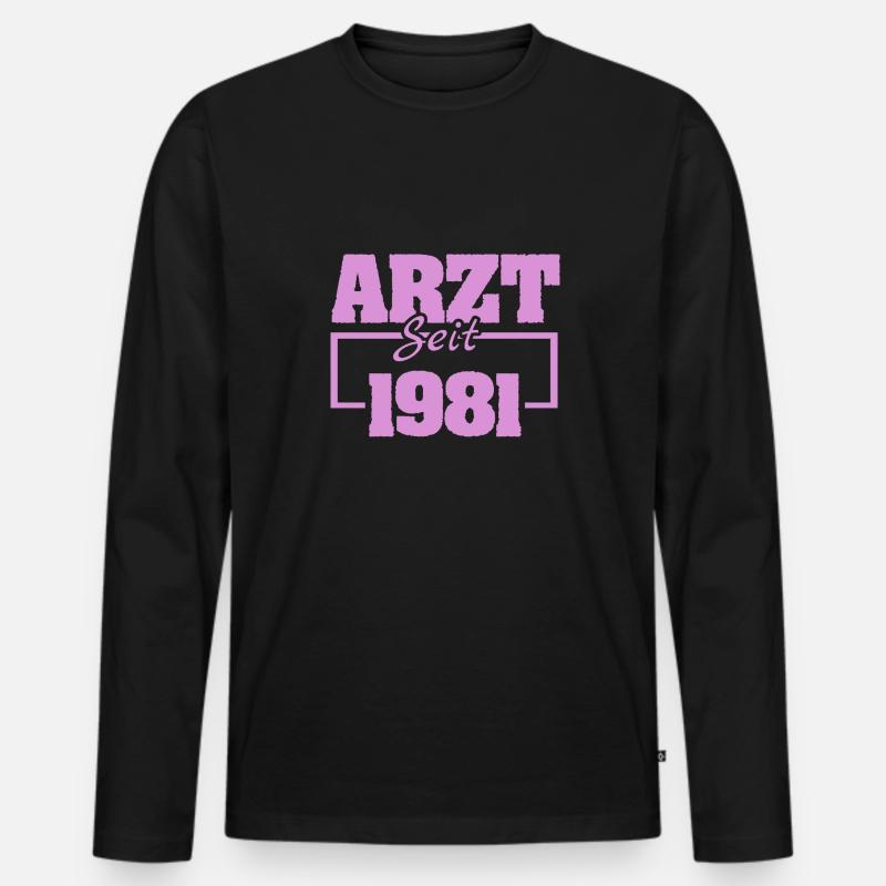 1981 - Männer Premium Bio Langarmshirt - Schwarz
