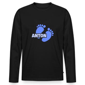 Geburt Anton - Männer Premium Bio Langarmshirt - Schwarz - Vorne - Nico (187cm)