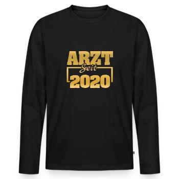 2020 - Men's Premium Organic Long Sleeve Shirt - black - Front - Nico (187cm)