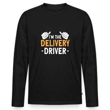 Lieferant Paket Lieferung - Männer Premium Bio Langarmshirt - Schwarz - Vorne - Nico (187cm)