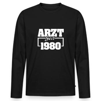 Ophthalmologist 1980 - Men's Premium Organic Long Sleeve Shirt - black - Front - Nico (187cm)