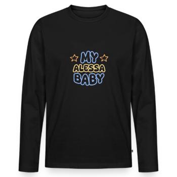 First name Alessa - Men's Premium Organic Long Sleeve Shirt - black - Front - Nico (187cm)