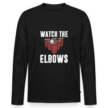 Beer pong regarder les coudes - T-shirt manches longues Premium bio Homme - noir - Devant - Nico (187cm)