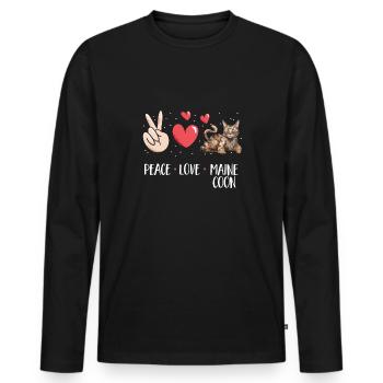 Maine Coon Chat - T-shirt manches longues Premium bio Homme - noir - Devant - Nico (187cm)