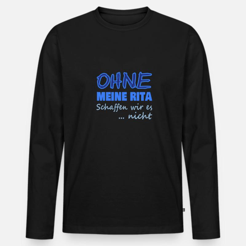 rita - Männer Premium Bio Langarmshirt - Schwarz