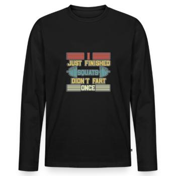 Bodybuilder Kraftsport Fitness Motiv - Männer Premium Bio Langarmshirt - Schwarz - Vorne - Nico (187cm)
