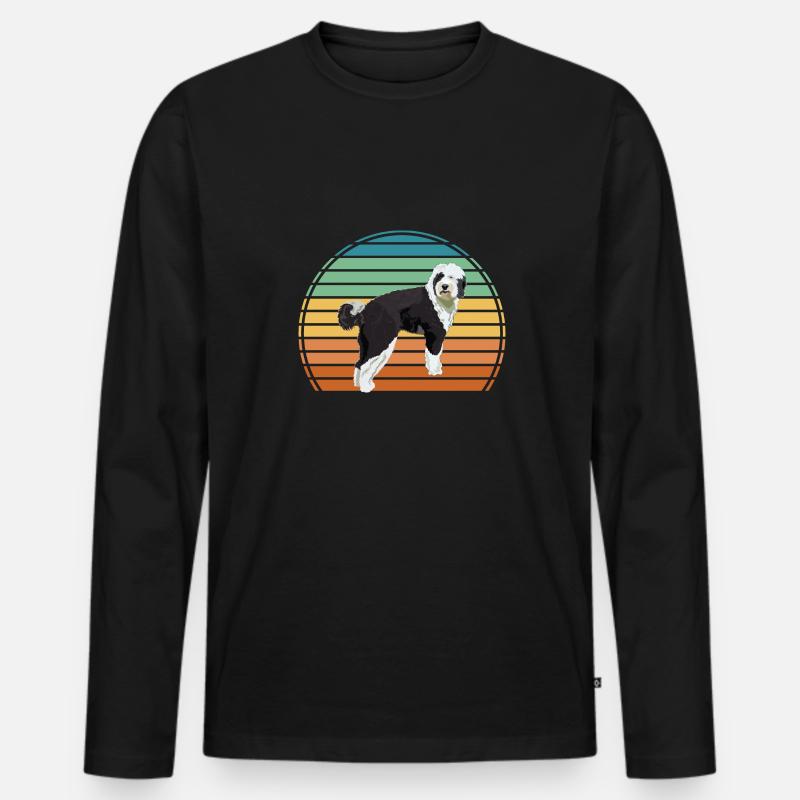 Sheepadoodle Doodle Hund - Männer Premium Bio Langarmshirt - Schwarz