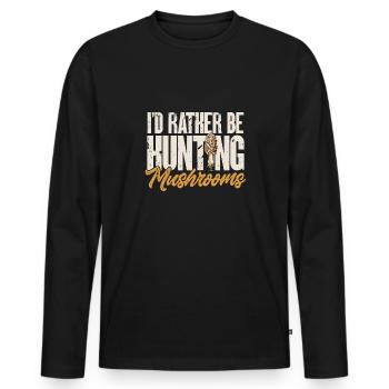 Cueillette de champignons Cueillette de champignons Cueillette de champignons - T-shirt manches longues Premium bio Homme - noir - Devant - Nico (187cm)