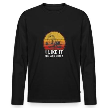Lustiger Bagger Spruch für Baggerfahrer - Männer Premium Bio Langarmshirt - Schwarz - Vorne - Nico (187cm)